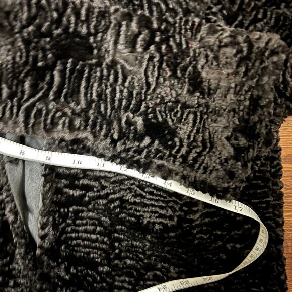 90’s Vintage Cejon Black Faux Fur Lambswool Glam Goth Waist Length Coat Jacket M - Picture 8 of 8